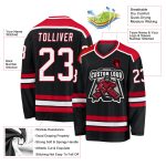 Custom Black Red White Hockey Jersey - Personalized Ice Sportswear Custom Black White-Red Hockey Jersey