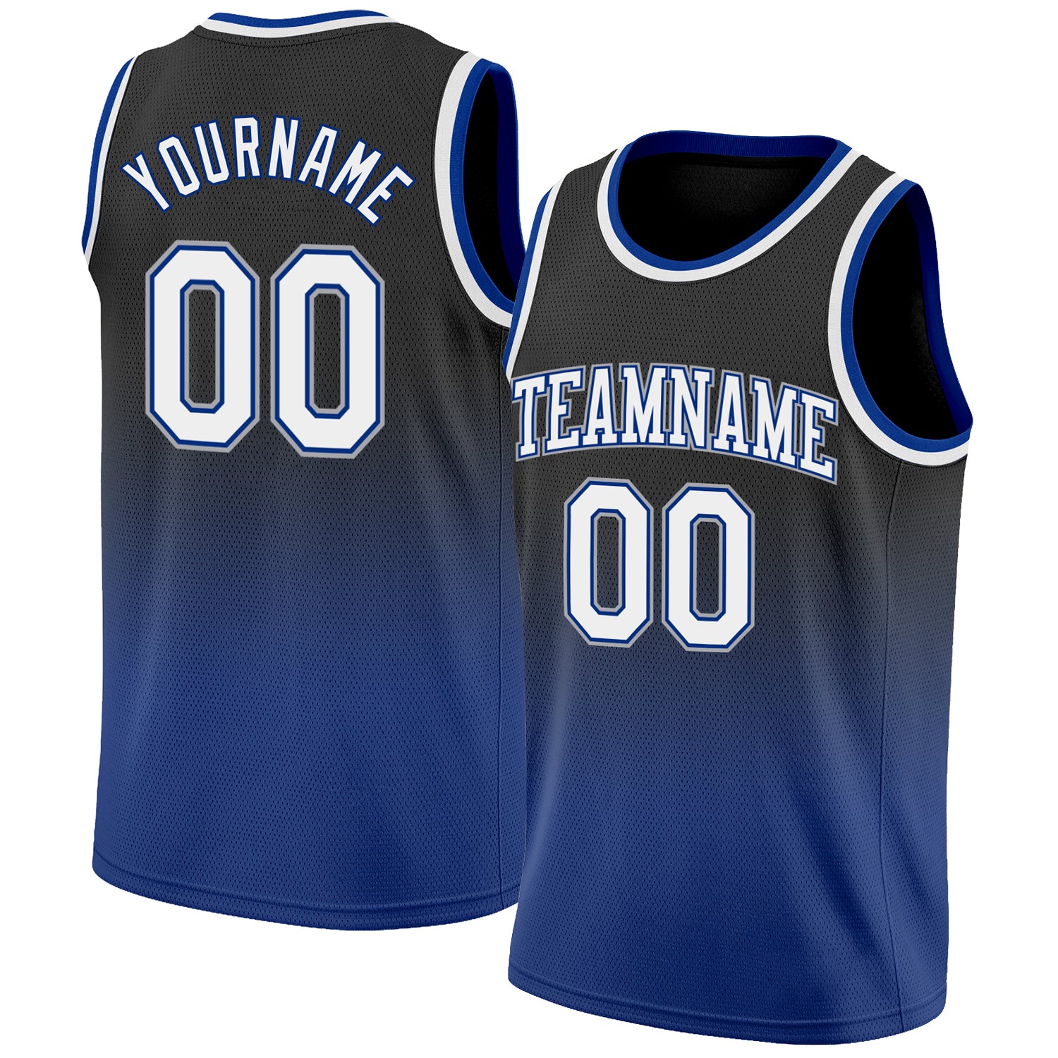 Custom Black White Royal Basketball Jersey Fade Fashion Design Custom Black White-Royal Authentic Fade Fashion Basketball