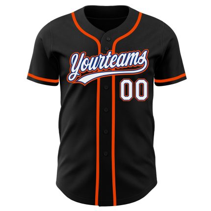 Custom Baseball Jersey | Black White Royal-Orange Authentic Design Custom Black White Royal-Orange Authentic Baseball Jersey