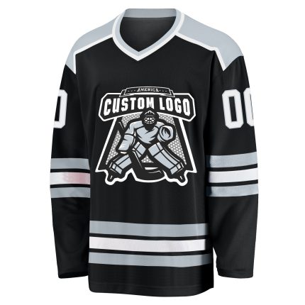 Custom Black White Silver Hockey Jersey - Personalized Sports Apparel for Fans and Players Custom Black White-Silver Hockey