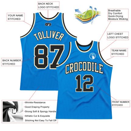 Custom Basketball Jersey - Authentic Throwback Blue Black-Cream Design Custom Blue Black-Cream Authentic Throwback Basketball