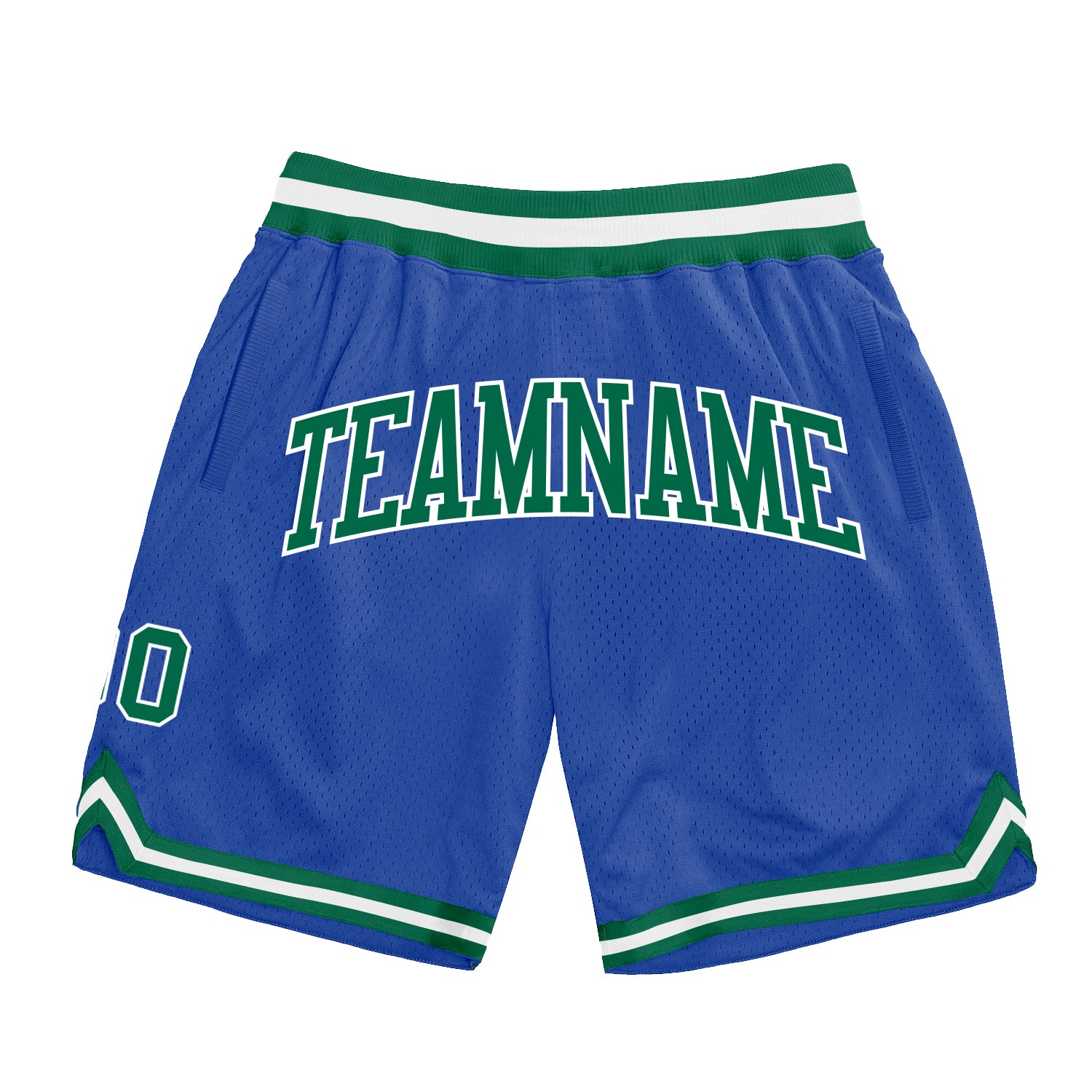 Custom Blue Kelly Green-White Authentic Throwback Basketball Shorts Custom Authentic Throwback Basketball Shorts - Blue Kelly Green White Custom Blue Kelly Green-White Authentic Throwback Basketball