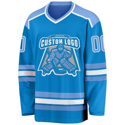 Custom Blue Light Blue-White Hockey Jersey for Men and Women - Personalized Team Apparel Custom Blue Light Blue-White Hockey