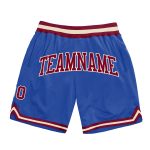Custom Basketball Shorts Blue Maroon Cream Authentic Throwback Style Custom Blue Maroon-Cream Authentic Throwback Basketball