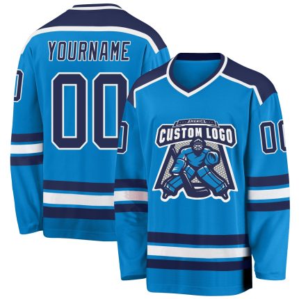 Navy Blue Custom Hockey Jersey - Personalized White Team Jersey Custom Blue Navy-White Hockey Jersey