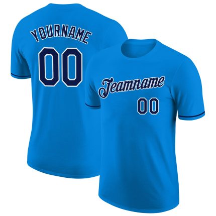 Custom Performance T-Shirt in Navy Blue and White for Men and Women Custom Blue Navy-White Performance T-Shirt