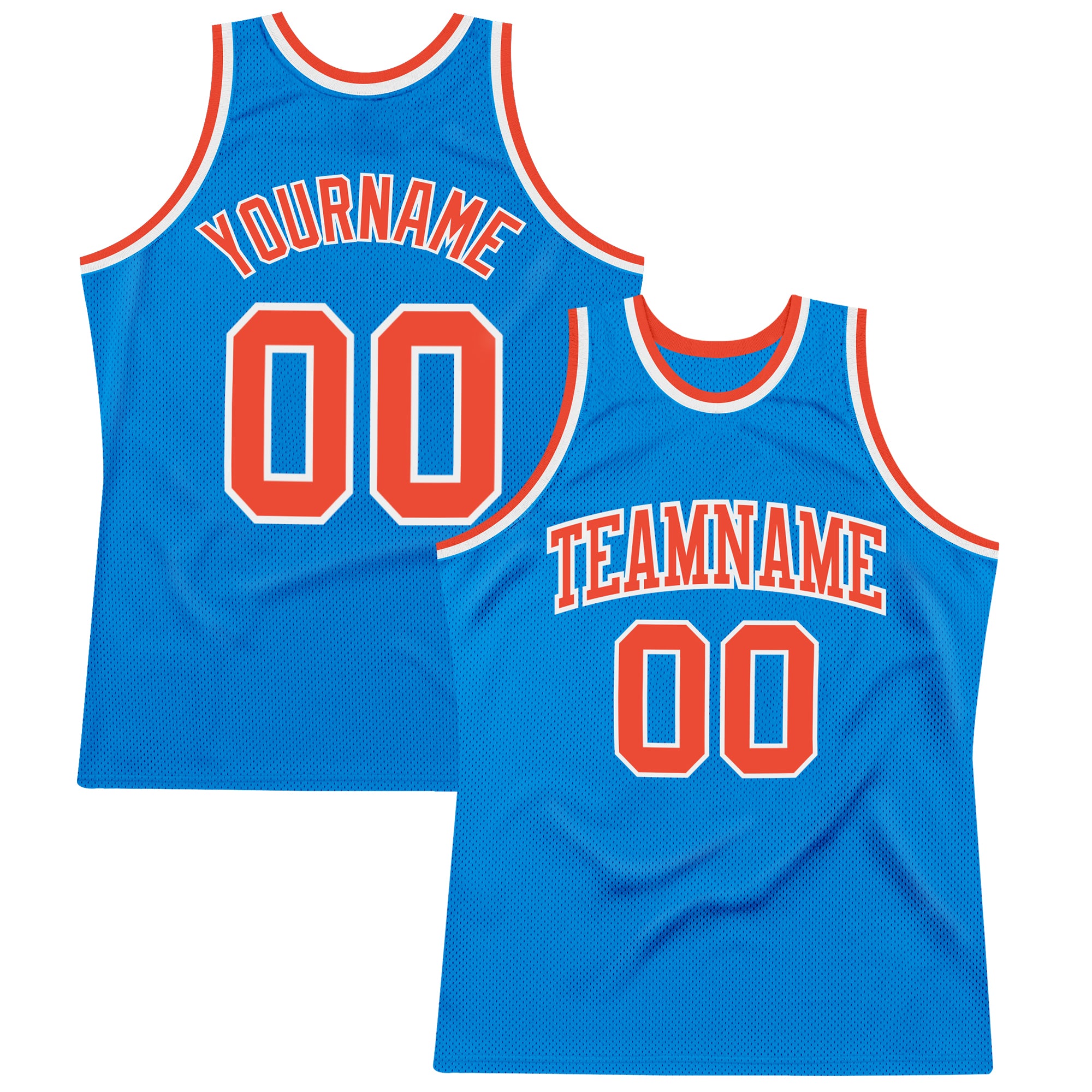 Custom Blue Orange White Basketball Jersey - Authentic Throwback Style Custom Blue Orange-White Authentic Throwback Basketball