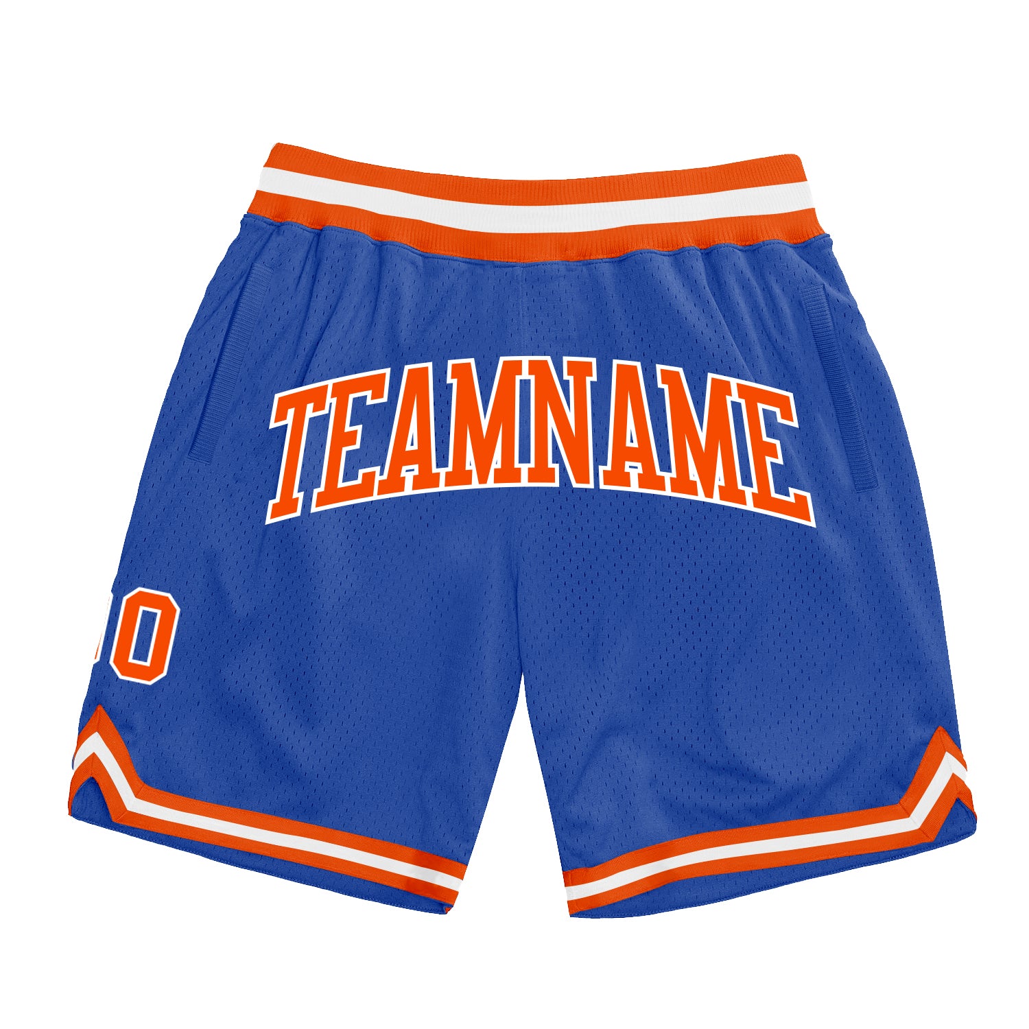 Custom Blue Orange and White Basketball Shorts - Authentic Throwback Style Custom Blue Orange-White Authentic Throwback Basketball