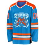 Custom Blue Hockey Jersey - Personalized Orange and White Team Sportswear Custom Blue Orange-White Hockey Jersey