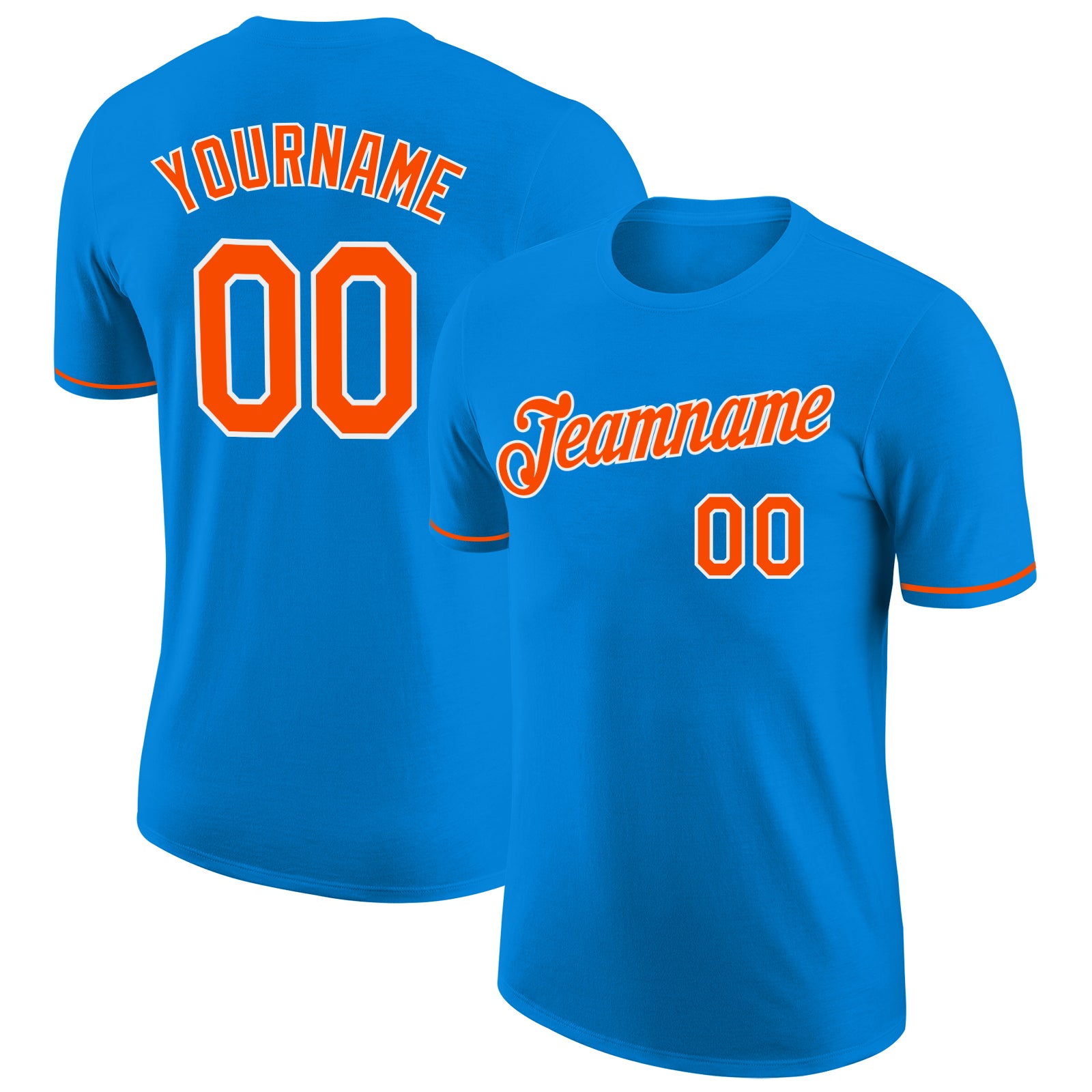 Custom Blue Orange-White Performance T-Shirt Custom Performance T-Shirt - Blue Orange White Activewear for Men and Women Custom Blue Orange-White Performance T-Shirt