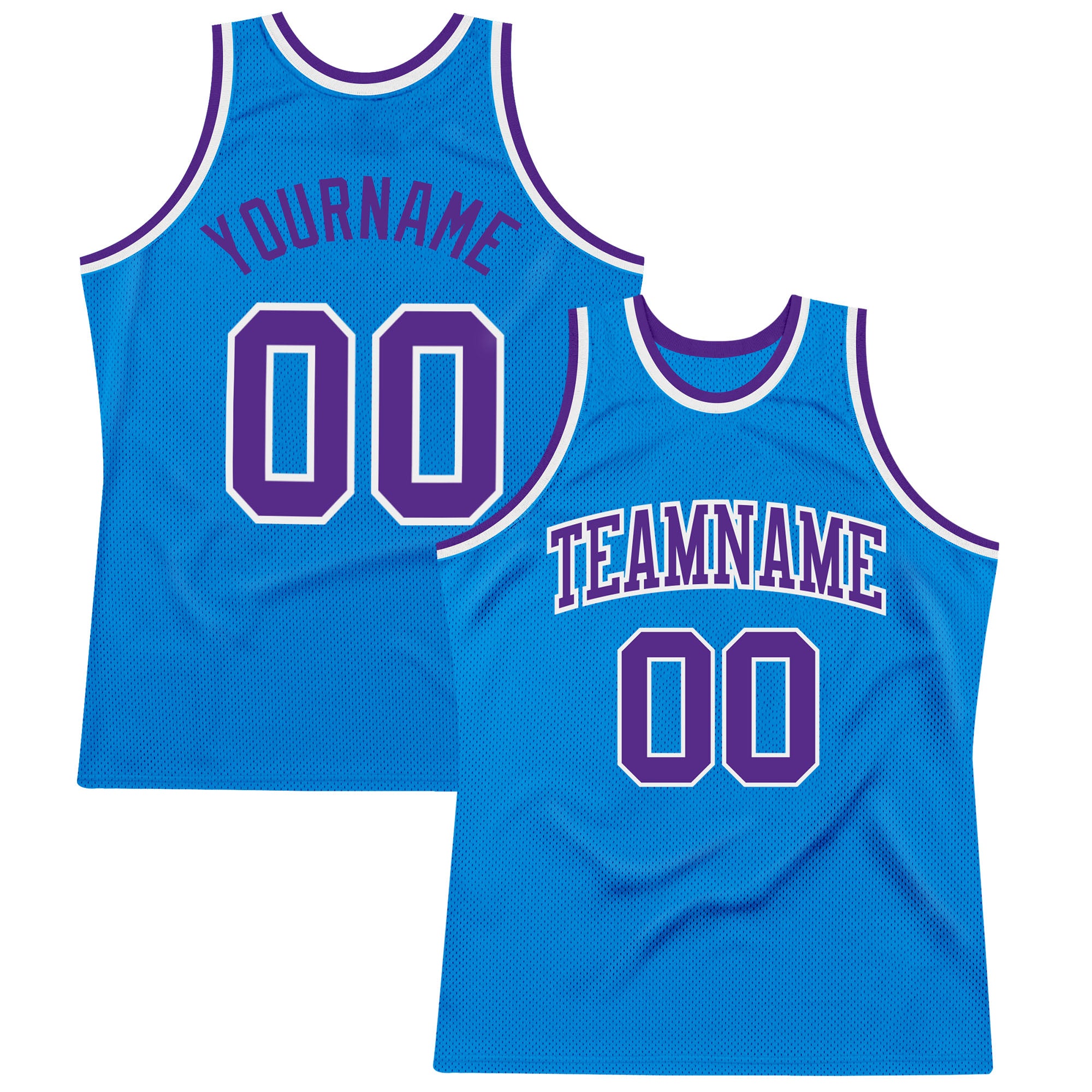 Authentic Throwback Basketball Jersey - Custom Blue Purple White Design Custom Blue Purple-White Authentic Throwback Basketball