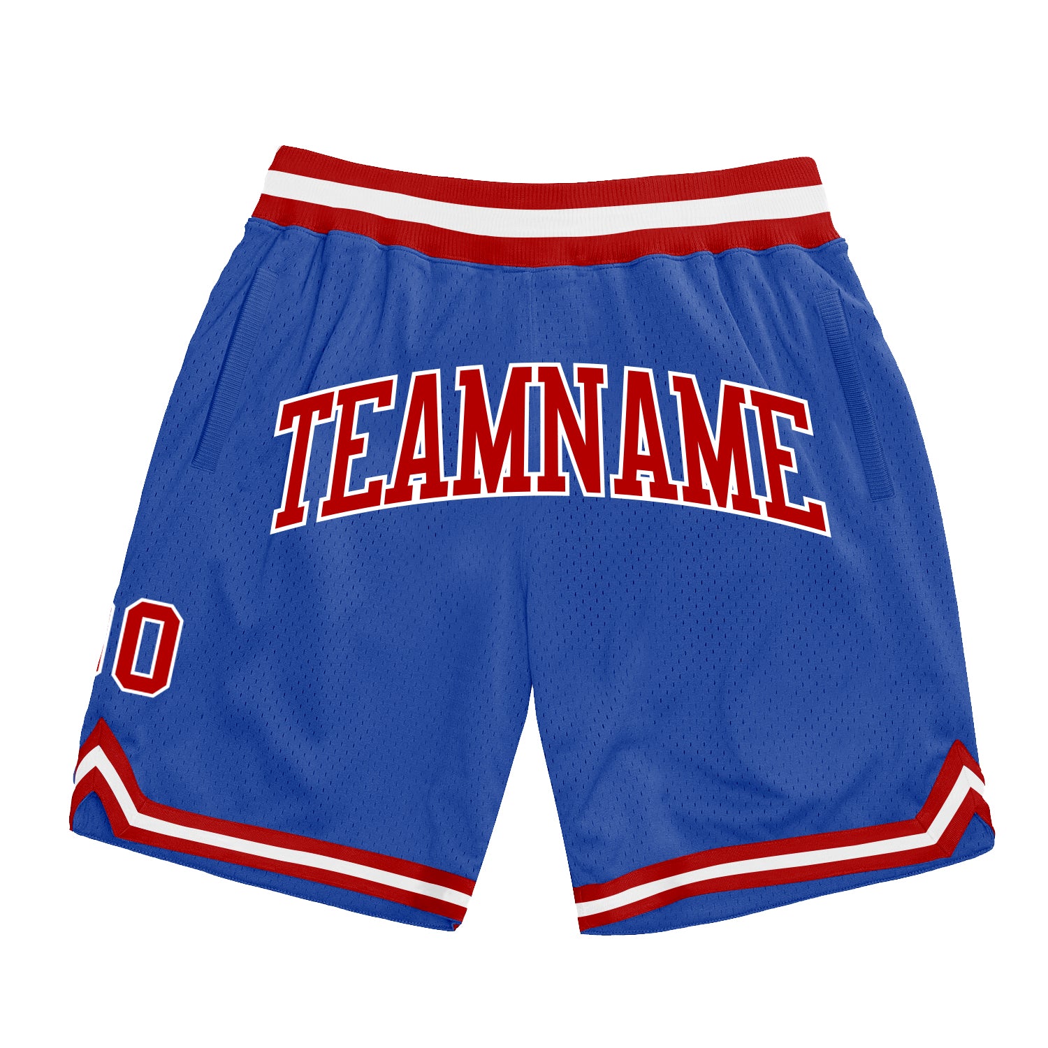 Custom Authentic Throwback Basketball Shorts in Blue Red and White Custom Blue Red-White Authentic Throwback Basketball Shorts