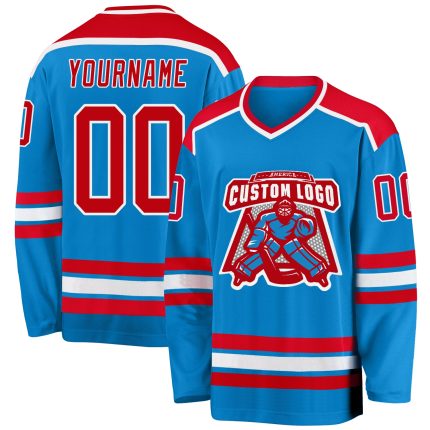 Custom Blue Red White Hockey Jersey Personalized Team Sports Apparel Custom Blue Red-White Hockey Jersey