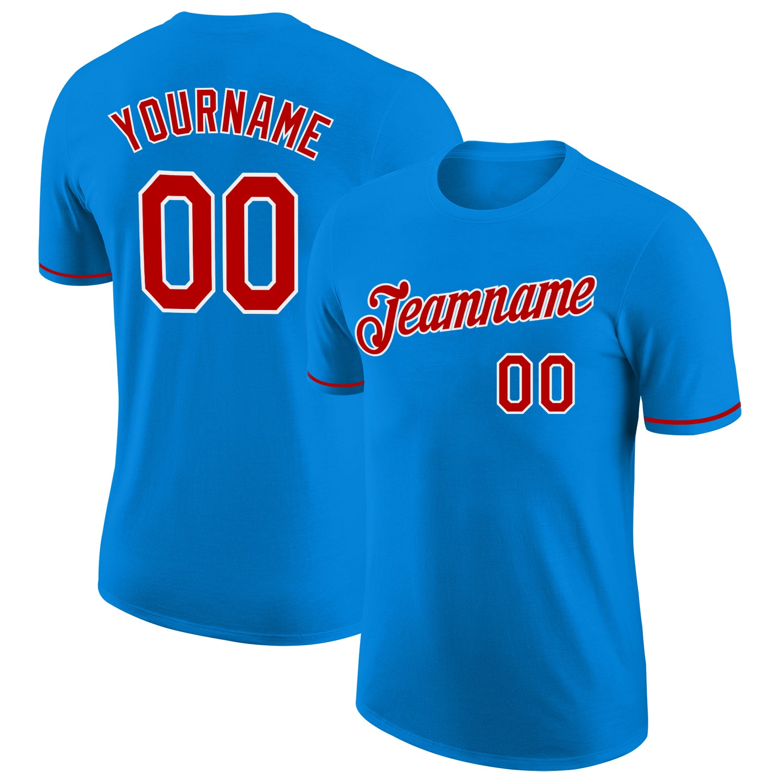 Custom Performance T-Shirt in Blue Red and White - Lightweight, Breathable Activewear for Men and Women Custom Blue Red-White