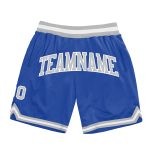 Authentic Custom Blue Silver Gray White Basketball Shorts - Throwback Style Custom Blue Silver Gray-White Authentic Throwback