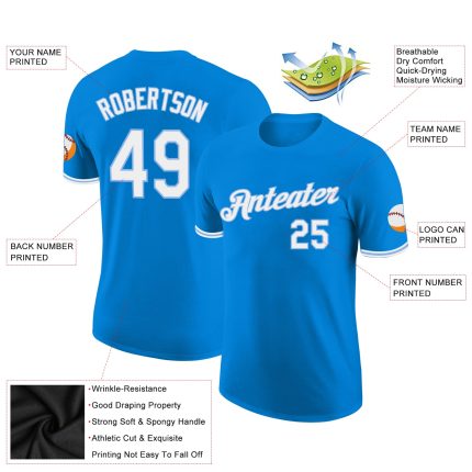 Custom Performance T-Shirt in Blue and Light Blue - Breathable and Stylish Custom Blue White-Light Blue Performance T-Shirt