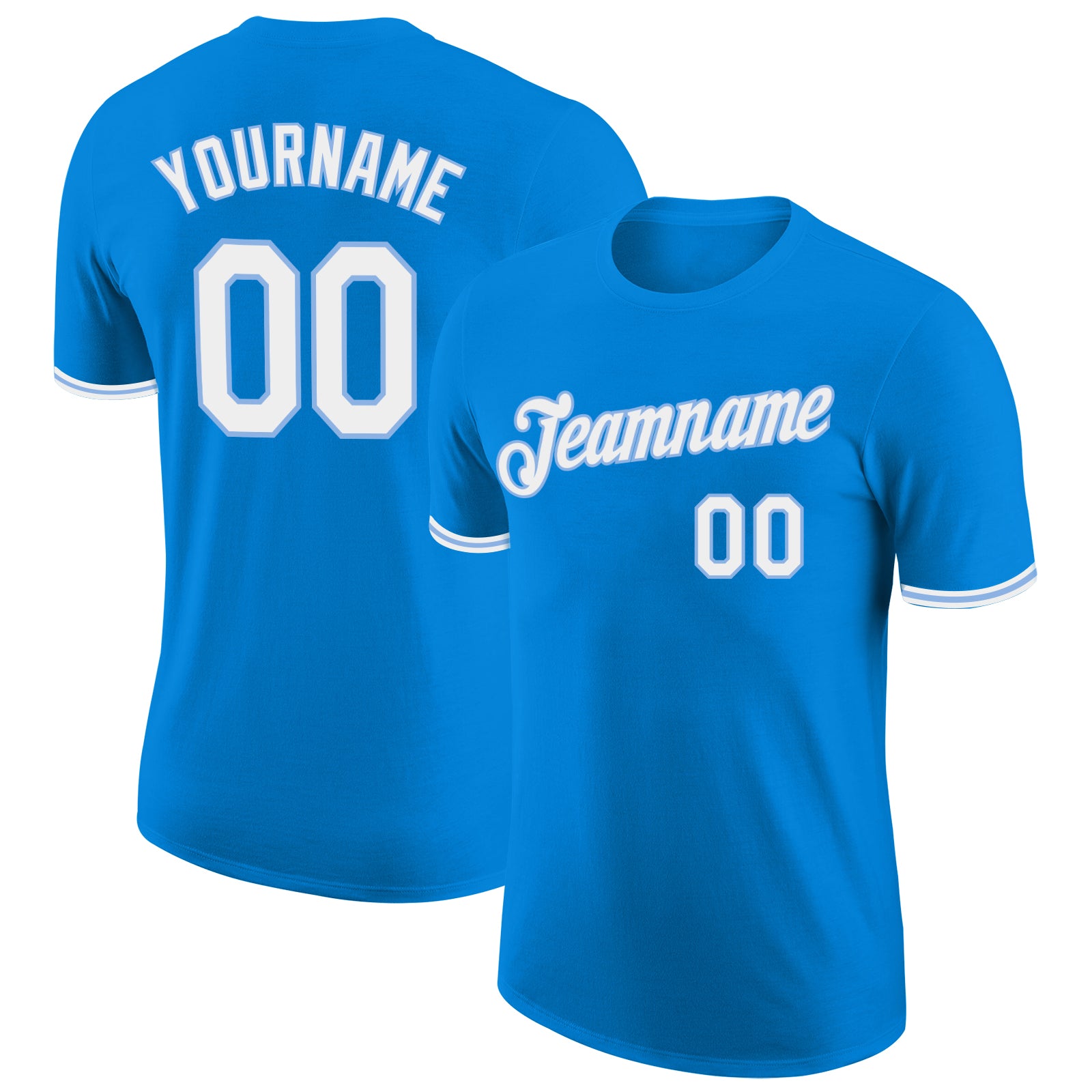 Custom Performance T-Shirt in Blue and Light Blue - Breathable and Stylish Custom Blue White-Light Blue Performance T-Shirt