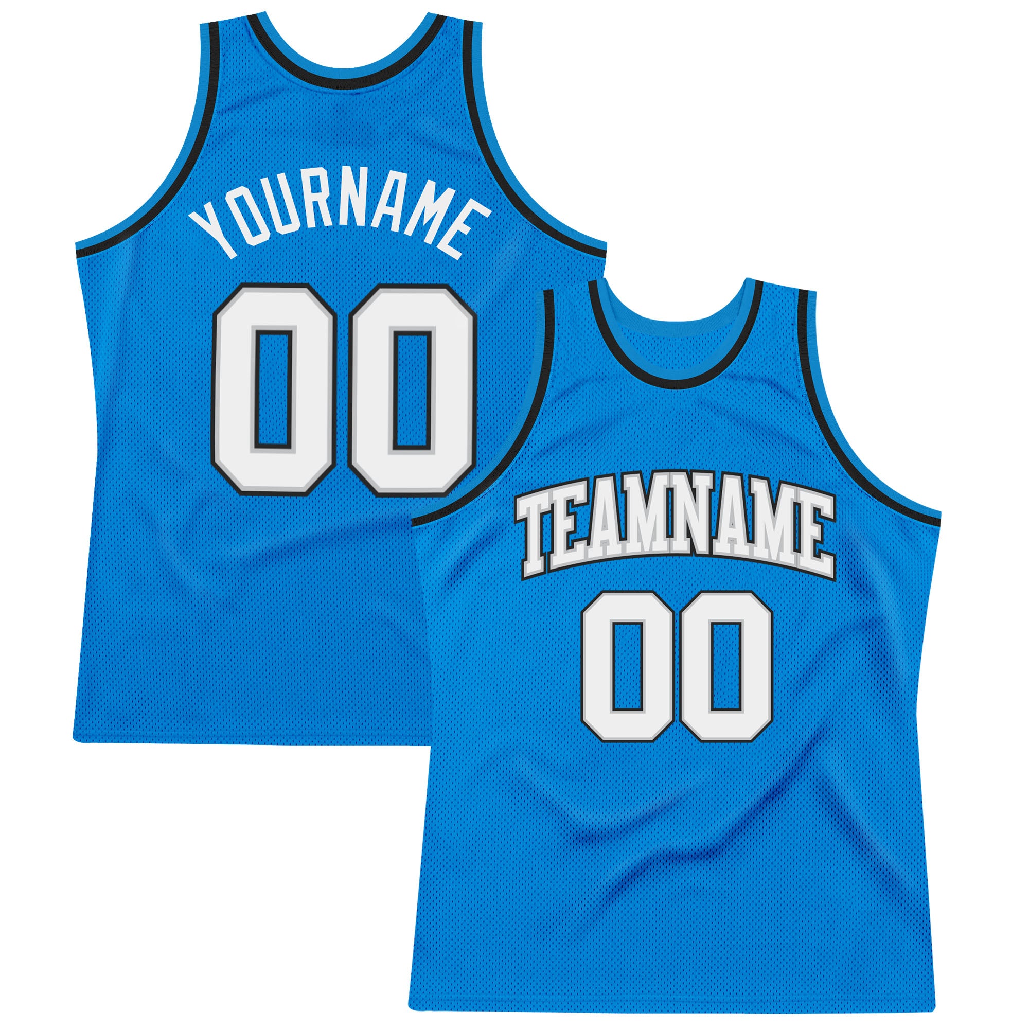 Custom Blue White Silver Gray Black Basketball Jersey - Authentic Throwback Custom Blue White Silver Gray-Black Authentic