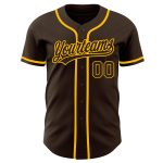 Custom Authentic Brown Gold Baseball Jersey - Personalized Sports Apparel Custom Brown Brown-Gold Authentic Baseball Jersey