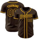 Custom Authentic Brown Gold Baseball Jersey - Personalized Sports Apparel Custom Brown Brown-Gold Authentic Baseball Jersey