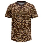 Custom Brown Old Gold Leopard Pattern 3D Softball Jersey - Unisex Two-Button Design Custom Brown Brown-Old Gold 3D Pattern