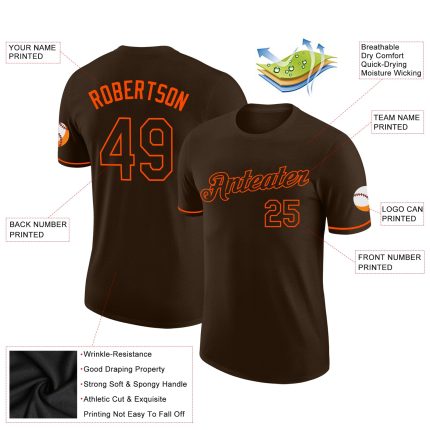 Custom Brown Orange Performance T-Shirt for Men and Women - Ideal for Sports, Fitness, and Everyday Wear Custom Brown Brown-Orange