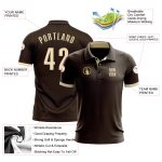 Custom Brown Cream Performance Golf Polo Shirt for Men - Lightweight, Breathable Fabric Custom Brown Cream Performance Golf
