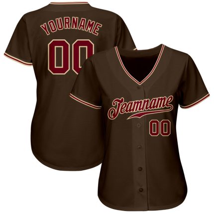 Authentic Custom Brown Crimson-City Cream Baseball Jersey for Fans Custom Brown Crimson-City Cream Authentic Baseball Jersey
