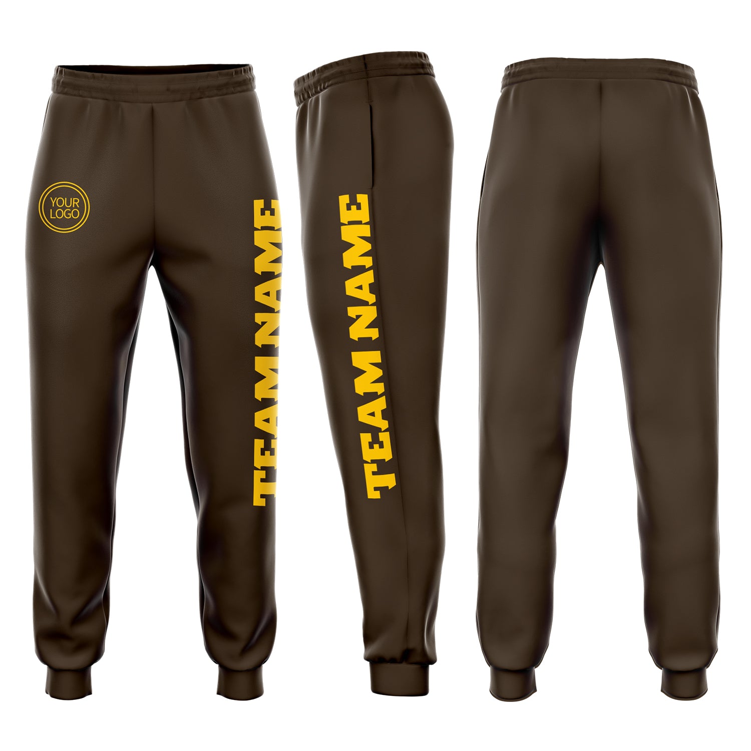 Custom Fleece Jogger Sweatpants in Brown Gold - Comfortable Casual Activewear Custom Brown Gold Fleece Jogger Sweatpants