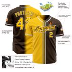 Custom Brown Gold White Authentic Fade Baseball Jersey for Fashion Enthusiasts Custom Brown Gold-White Authentic Fade Fashion