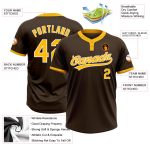 Custom Brown Gold White Softball Jersey Unisex Two-Button Design Custom Brown Gold-White Two-Button Unisex Softball Jersey