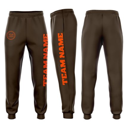 Custom Fleece Jogger Sweatpants in Brown and Orange for Men and Women Custom Brown Orange Fleece Jogger Sweatpants