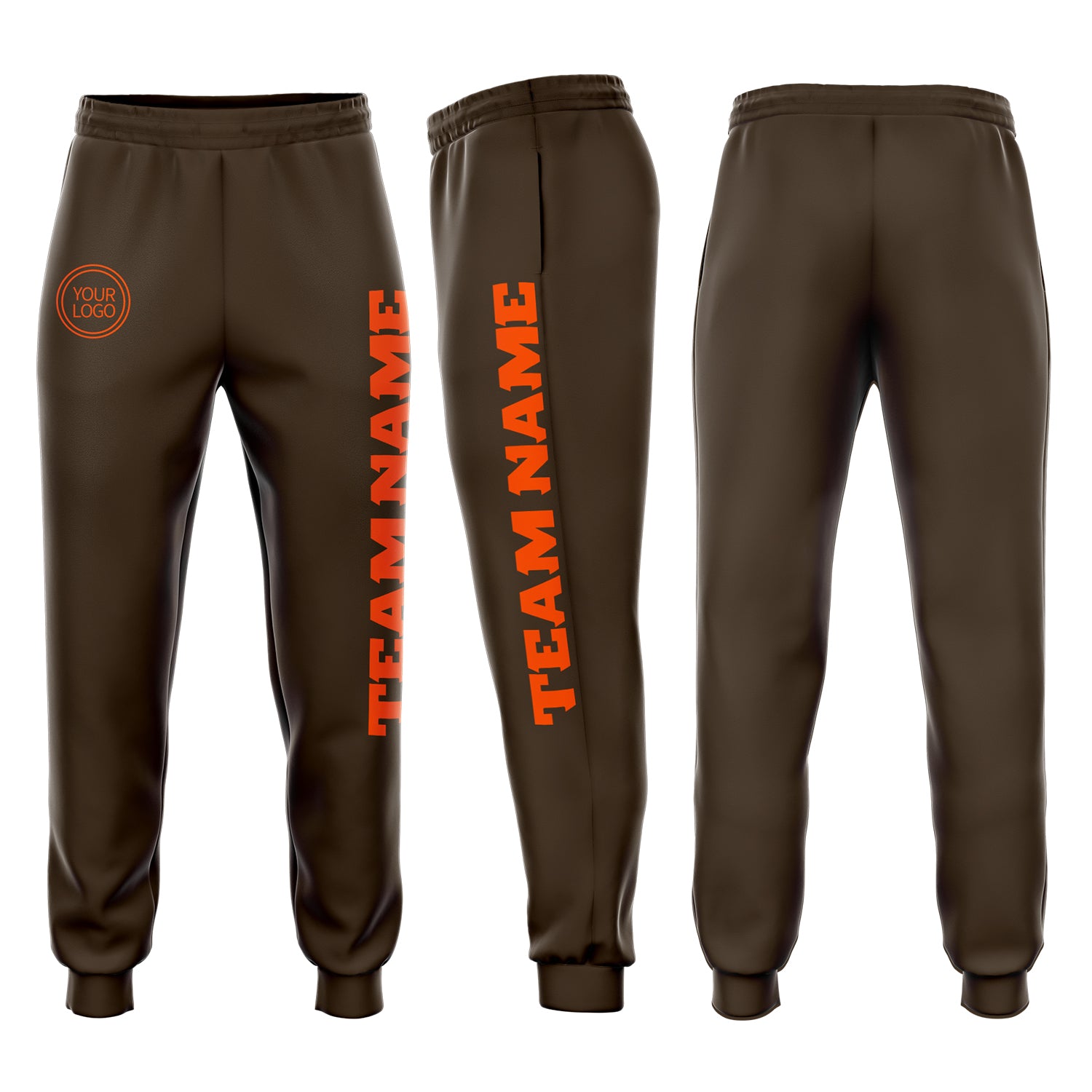 Custom Brown Orange Fleece Jogger Sweatpants Custom Fleece Jogger Sweatpants in Brown and Orange for Men and Women Custom Brown Orange Fleece Jogger Sweatpants