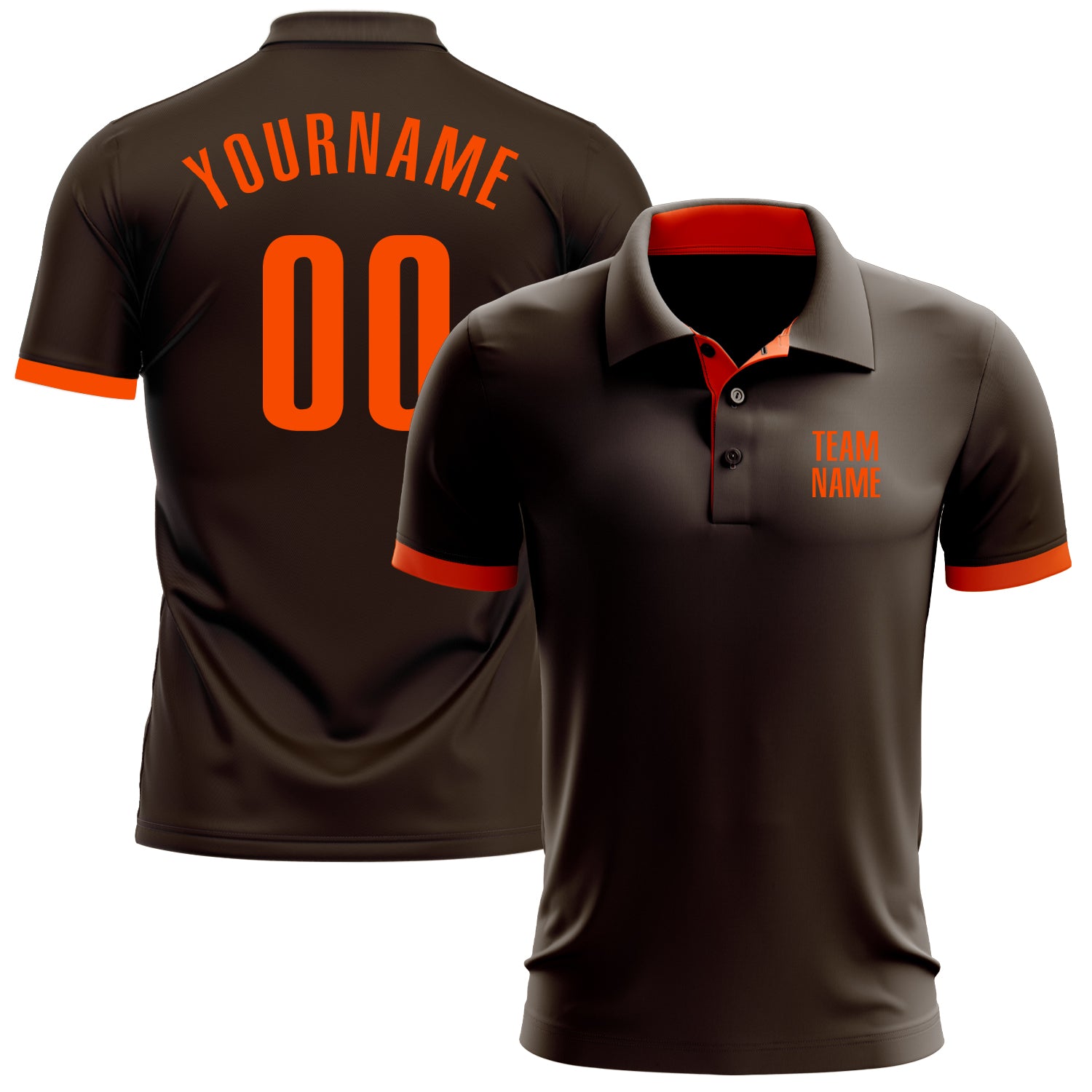 Custom Performance Golf Polo Shirt in Brown and Orange - Stylish and Comfortable Golf Apparel Custom Brown Orange Performance