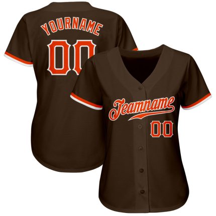 Custom Brown Orange White Authentic Baseball Jersey Men's Style 8997 Custom Brown Orange-White Authentic Baseball Jersey