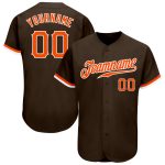 Custom Brown Orange White Authentic Baseball Jersey Men's Style 8997 Custom Brown Orange-White Authentic Baseball Jersey