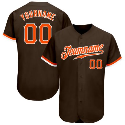 Custom Brown Orange White Authentic Baseball Jersey Men's Style 8997 Custom Brown Orange-White Authentic Baseball Jersey