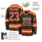 Custom Hockey Jersey - Brown Orange and White Design for Fans and Players Custom Brown Orange-White Hockey Jersey
