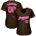 Personalized Authentic Baseball Jersey - Brown Pink White Design Custom Brown Pink-White Authentic Baseball Jersey