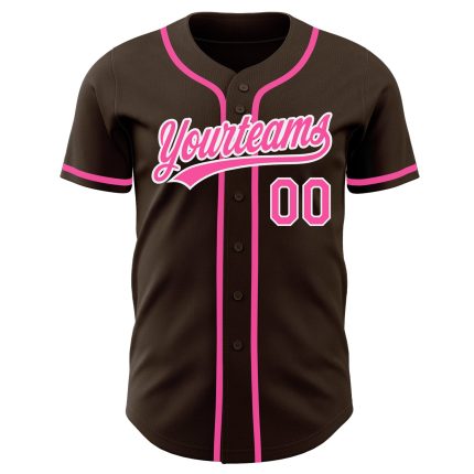 Custom Baseball Jersey Brown Pink White - Authentic Style 9466 Custom Brown Pink-White Authentic Baseball Jersey Style 9466