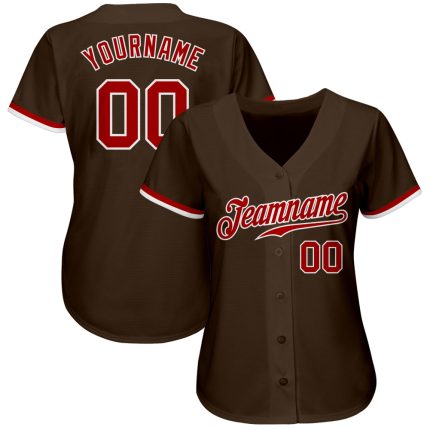 Custom Brown Red and White Authentic Baseball Jersey for Sports Fans Custom Brown Red-White Authentic Baseball Jersey