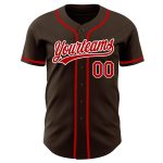 Custom Red White Brown Baseball Jersey - Authentic Style 8815 Custom Brown Red-White Authentic Baseball Jersey Style 8815