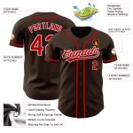 Custom Red White Brown Baseball Jersey - Authentic Style 8815 Custom Brown Red-White Authentic Baseball Jersey Style 8815