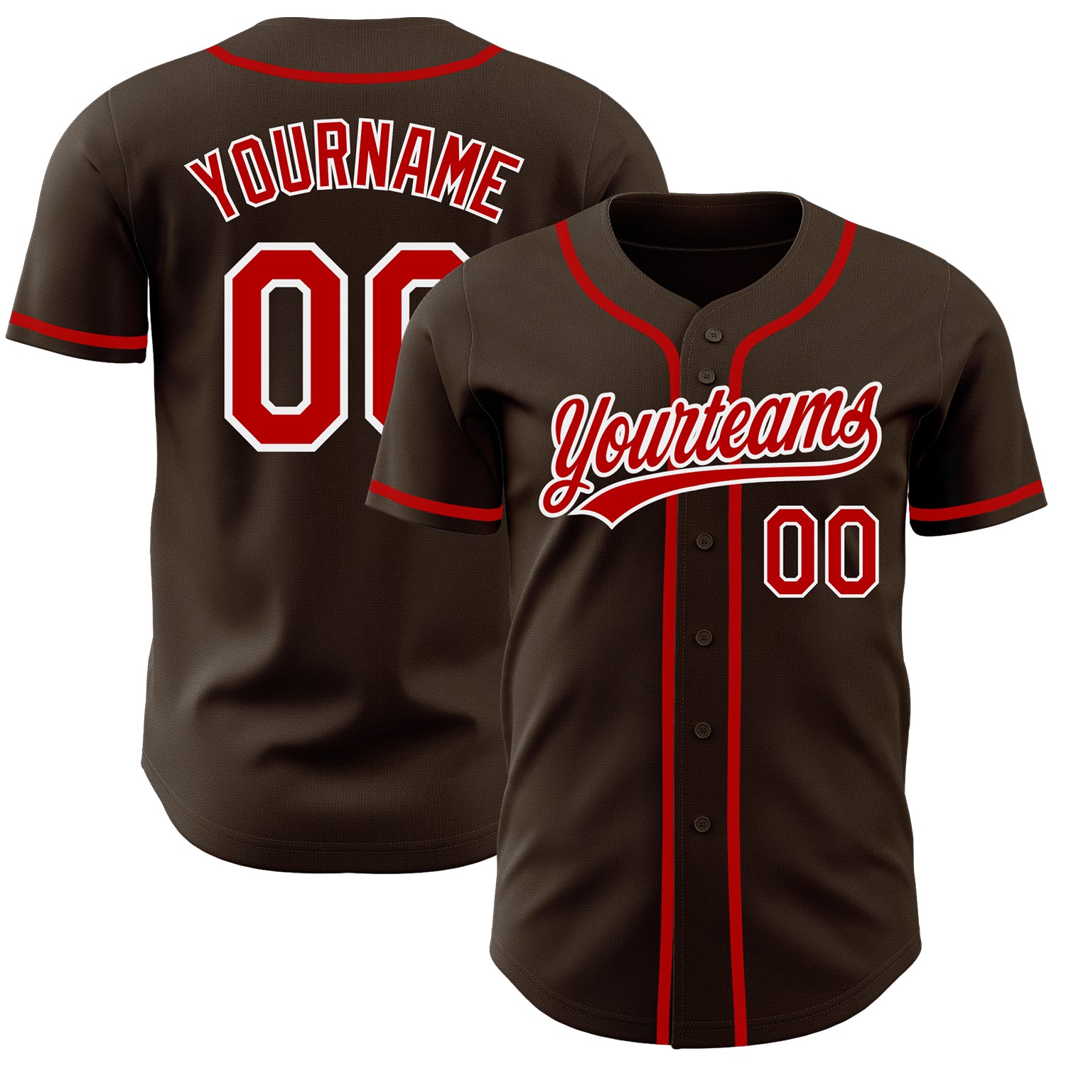 Custom Brown Red-White Authentic Baseball Jersey Style 8815 Custom Red White Brown Baseball Jersey - Authentic Style 8815 Custom Brown Red-White Authentic Baseball Jersey Style 8815