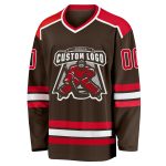 Custom Red White Brown Hockey Jersey | Personalized Team Apparel Custom Brown Red-White Hockey Jersey