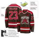 Custom Red White Brown Hockey Jersey | Personalized Team Apparel Custom Brown Red-White Hockey Jersey