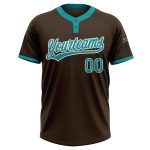Custom Two-Button Unisex Softball Jersey in Brown Teal-White - Comfortable Athletic Wear Custom Brown Teal-White Two-Button