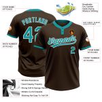 Custom Two-Button Unisex Softball Jersey in Brown Teal-White - Comfortable Athletic Wear Custom Brown Teal-White Two-Button
