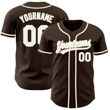 Custom Authentic Brown White-Cream Baseball Jersey for Men and Women Custom Brown White-Cream Authentic Baseball Jersey