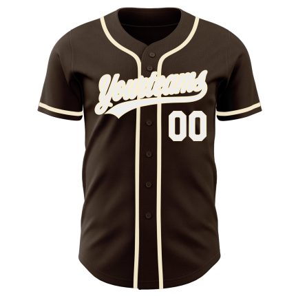 Custom Authentic Brown White-Cream Baseball Jersey for Men and Women Custom Brown White-Cream Authentic Baseball Jersey